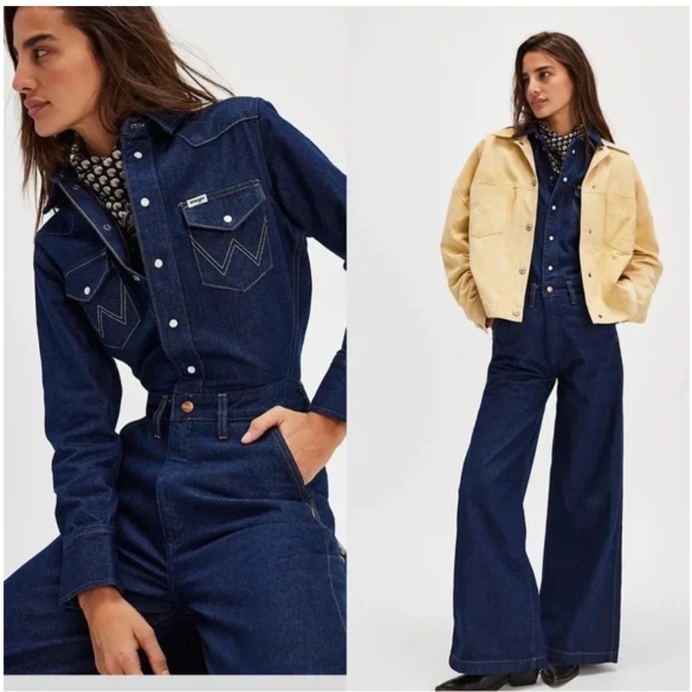Wrangler Denim Jumpsuit with Western Stitching  NWT S and L